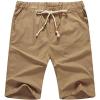 imageNITAGUT Mens Linen Casual Classic Fit Short Drawstring Summer Beach Shorts03 Dark Khaki