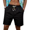 imageNITAGUT Mens Linen Shorts Classic Fit Short Elastic Waist Drawstring Summer Beach ShortsBlack