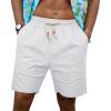 imageNITAGUT Mens Linen Shorts Classic Fit Short Elastic Waist Drawstring Summer Beach ShortsWhite