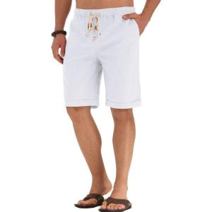 imageNITAGUT Mens Linen Casual Classic Fit Short Drawstring Summer Beach Shorts03white