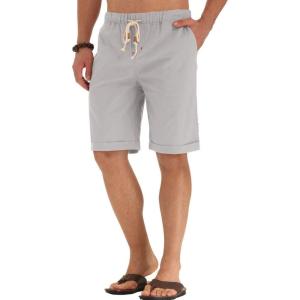 imageNITAGUT Mens Linen Casual Classic Fit Short Drawstring Summer Beach Shorts05light Gray