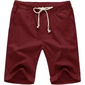 imageNITAGUT Mens Linen Casual Classic Fit Short Drawstring Summer Beach Shorts07 Wine Red