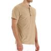 imageNITAGUT Mens Fashion Casual Front Placket Basic LongShort Sleeve Henley TShirts0 Vg Beige