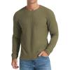 imageNITAGUT Mens Waffle Crewneck Shirts Slim Fit Long Sleeve Casual TShirtArmy Green
