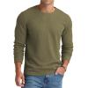 imageNITAGUT Mens Waffle Crewneck Shirts Slim Fit Long Sleeve Casual TShirtArmy Green
