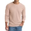 imageNITAGUT Mens Waffle Crewneck Shirts Slim Fit Long Sleeve Casual TShirtBeige