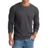 imageNITAGUT Mens Waffle Crewneck Shirts Slim Fit Long Sleeve Casual TShirtBlack Gray