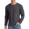 imageNITAGUT Mens Waffle Crewneck Shirts Slim Fit Long Sleeve Casual TShirtBlack Gray