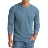 imageNITAGUT Mens Waffle Crewneck Shirts Slim Fit Long Sleeve Casual TShirtBlue