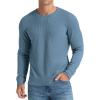 imageNITAGUT Mens Waffle Crewneck Shirts Slim Fit Long Sleeve Casual TShirtBlue