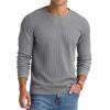imageNITAGUT Mens Waffle Crewneck Shirts Slim Fit Long Sleeve Casual TShirtDark Gray