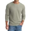 imageNITAGUT Mens Waffle Crewneck Shirts Slim Fit Long Sleeve Casual TShirtGreen