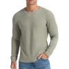 imageNITAGUT Mens Waffle Crewneck Shirts Slim Fit Long Sleeve Casual TShirtGreen