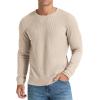 imageNITAGUT Mens Waffle Crewneck Shirts Slim Fit Long Sleeve Casual TShirtKhaki 04