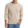 imageNITAGUT Mens Waffle Crewneck Shirts Slim Fit Long Sleeve Casual TShirtKhaki 04