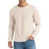 imageNITAGUT Mens Waffle Crewneck Shirts Slim Fit Long Sleeve Casual TShirtKhaki