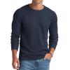 imageNITAGUT Mens Waffle Crewneck Shirts Slim Fit Long Sleeve Casual TShirtNavy Blue