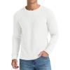 imageNITAGUT Mens Waffle Crewneck Shirts Slim Fit Long Sleeve Casual TShirtWhite
