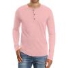 imageNITAGUT Mens Fashion Casual Front Placket Basic LongShort Sleeve Henley TShirts01 Vg Pink