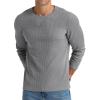imageNITAGUT Mens Waffle Crewneck Shirts Slim Fit Long Sleeve Casual TShirtDark Gray