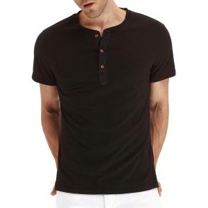 imageNITAGUT Mens Fashion Casual Front Placket Basic LongShort Sleeve Henley TShirts0 Black