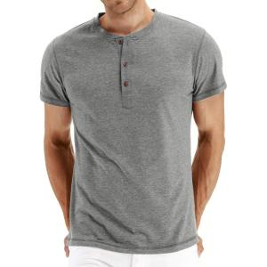 imageNITAGUT Mens Fashion Casual Front Placket Basic LongShort Sleeve Henley TShirts0 Lightgray