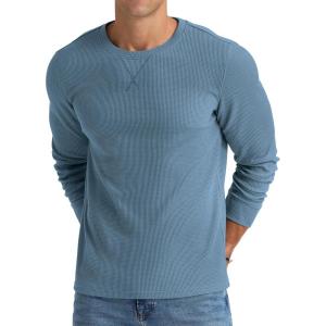 imageNITAGUT Mens Waffle Crewneck Shirts Slim Fit Long Sleeve Casual TShirtBlue