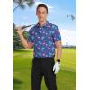 imageNITAGUT Golf Shirts for Men Short Sleeve Dry Fit Print Performance Moisture Wicking Polo Shirt