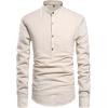 imageNITAGUT Men Henley Neck Long Sleeve Daily Look Linen Shirts01beige