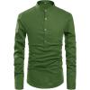 imageNITAGUT Men Henley Neck Long Sleeve Daily Look Linen ShirtsArmy Green