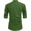 imageNITAGUT Men Henley Neck Long Sleeve Daily Look Linen ShirtsArmy Green