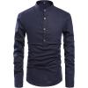 imageNITAGUT Men Henley Neck Long Sleeve Daily Look Linen ShirtsNavy Blue