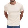 imageNITAGUT Mens Casual Waffle TShirts Short Sleeve Crewneck Solid Summer TeesBeige