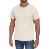 imageNITAGUT Mens Casual Waffle TShirts Short Sleeve Crewneck Solid Summer TeesBeige