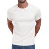 imageNITAGUT Mens Casual Waffle TShirts Short Sleeve Crewneck Solid Summer TeesWhite