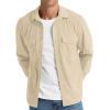 imageNITAGUT Mens Corduroy Shirt Long Sleeve Button Down Work Shirt Jacket with Chest Flap PocketBeige