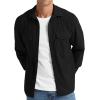 imageNITAGUT Mens Corduroy Shirt Long Sleeve Button Down Work Shirt Jacket with Chest Flap PocketBlack