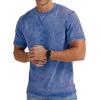 imageNITAGUT Mens Distressed Cotton Shirts Vintage Hipster Hip Hop Longline Crew Neck TShirtBlue