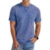 imageNITAGUT Mens Distressed Cotton Shirts Vintage Hipster Hip Hop Longline Crew Neck TShirtBlue