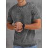 imageNITAGUT Mens Distressed Cotton Shirts Vintage Hipster Hip Hop Longline Crew Neck TShirtGrey