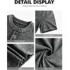 imageNITAGUT Mens Distressed Henley Shirts Retro Short Sleeve Cotton Tee Shirts Casual Button Down Washed TShirtsBlack