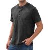 imageNITAGUT Mens Distressed Henley Shirts Retro Short Sleeve Cotton Tee Shirts Casual Button Down Washed TShirtsBlack