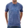 imageNITAGUT Mens Distressed Henley Shirts Retro Short Sleeve Cotton Tee Shirts Casual Button Down Washed TShirtsBlue