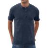 imageNITAGUT Mens Distressed Henley Shirts Retro Short Sleeve Cotton Tee Shirts Casual Button Down Washed TShirtsDeep Blue