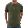 imageNITAGUT Mens Distressed Henley Shirts Retro Short Sleeve Cotton Tee Shirts Casual Button Down Washed TShirtsDeep Green