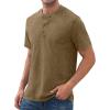 imageNITAGUT Mens Distressed Henley Shirts Retro Short Sleeve Cotton Tee Shirts Casual Button Down Washed TShirtsDeep Khaki