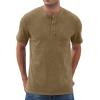 imageNITAGUT Mens Distressed Henley Shirts Retro Short Sleeve Cotton Tee Shirts Casual Button Down Washed TShirtsDeep Khaki