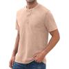 imageNITAGUT Mens Distressed Henley Shirts Retro Short Sleeve Cotton Tee Shirts Casual Button Down Washed TShirtsLight Khaki