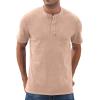 imageNITAGUT Mens Distressed Henley Shirts Retro Short Sleeve Cotton Tee Shirts Casual Button Down Washed TShirtsLight Khaki