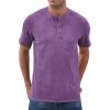 imageNITAGUT Mens Distressed Henley Shirts Retro Short Sleeve Cotton Tee Shirts Casual Button Down Washed TShirtsPurple